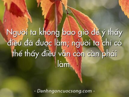 Người ta không bao giờ để ý thấy điều đã được làm; người ta chỉ có thể thấy điều vẫn còn cần phải làm.