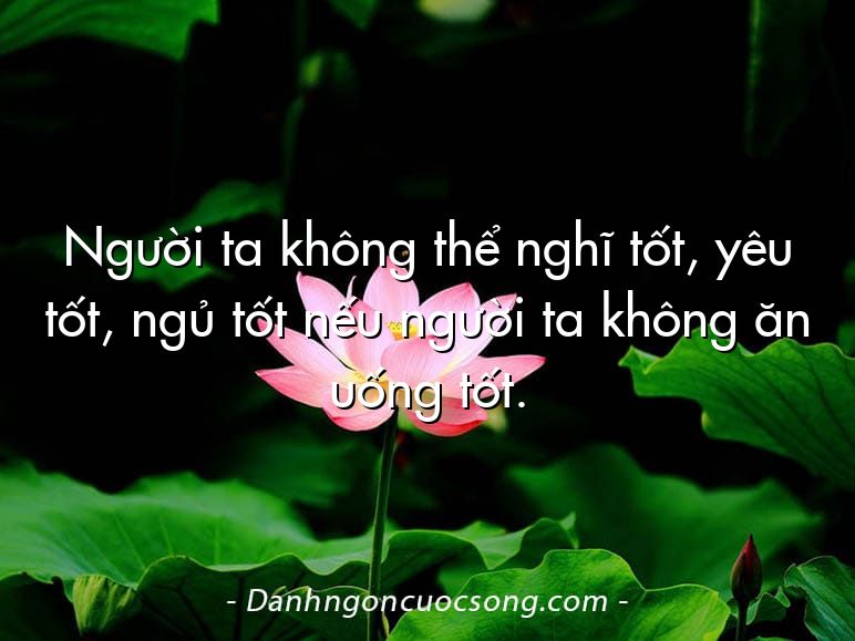Người ta không thể nghĩ tốt, yêu tốt, ngủ tốt nếu người ta không ăn uống tốt.