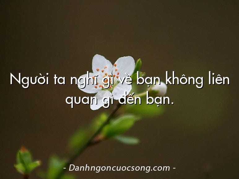Người ta nghĩ gì về bạn không liên quan gì đến bạn.