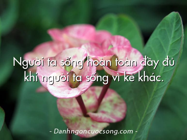 Người ta sống hoàn toàn đầy đủ khi người ta sống vì kẻ khác.  