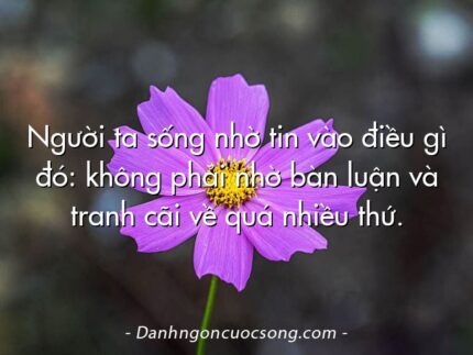 Người ta sống nhờ tin vào điều gì đó: không phải nhờ bàn luận và tranh cãi về quá nhiều thứ.