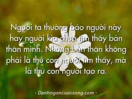 Người ta thường bảo người này hay người kia chưa tìm thấy bản thân mình. Nhưng bản thân không phải là thứ con người tìm thấy, mà là thứ con người tạo ra.