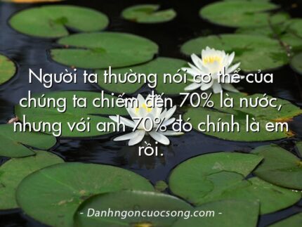 Người ta thường nói cơ thể của chúng ta chiếm đến 70% là nước, nhưng với anh 70% đó chính là em rồi.