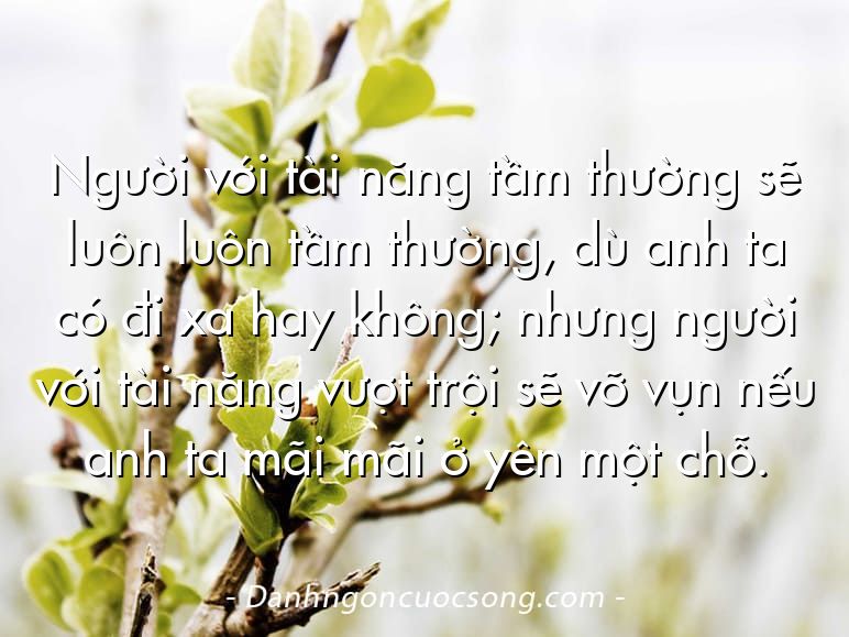 Người với tài năng tầm thường sẽ luôn luôn tầm thường, dù anh ta có đi xa hay không; nhưng người với tài năng vượt trội sẽ vỡ vụn nếu anh ta mãi mãi ở yên một chỗ.