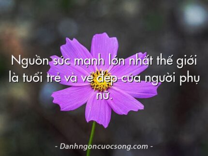 Nguồn sức mạnh lớn nhất thế giới là tuổi trẻ và vẻ đẹp của người phụ nữ.