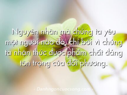 Nguyên nhân mà chúng ta yêu một người nào đó, chỉ bởi vì chúng ta nhận thức được phẩm chất đáng tôn trọng của đối phương.