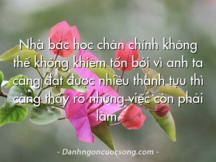 Nhà bác học chân chính không thể không khiêm tốn bởi vì anh ta càng đạt được nhiều thành tựu thì càng thấy rõ những việc còn phải làm.