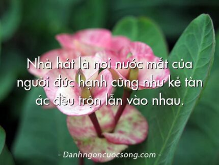 Nhà hát là nơi nước mắt của người đức hạnh cũng như kẻ tàn ác đều trộn lẫn vào nhau.