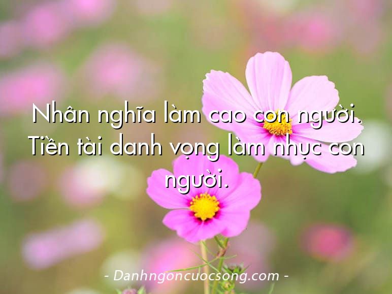 Nhân nghĩa làm cao con người. Tiền tài danh vọng làm nhục con người.