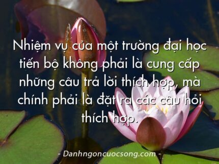 Nhiệm vụ của một trường đại học tiến bộ không phải là cung cấp những câu trả lời thích hợp, mà chính phải là đặt ra các câu hỏi thích hợp.