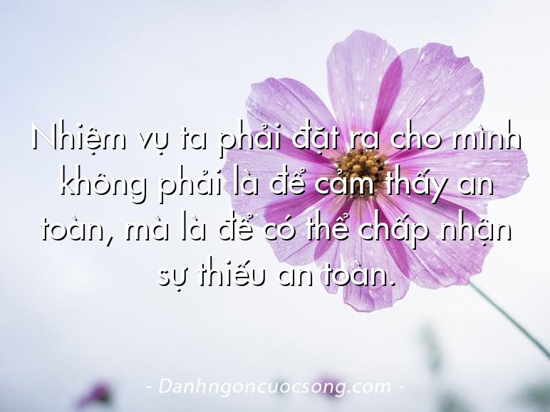 Nhiệm vụ ta phải đặt ra cho mình không phải là để cảm thấy an toàn, mà là để có thể chấp nhận sự thiếu an toàn.