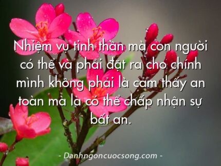 Nhiệm vụ tinh thần mà con người có thể và phải đặt ra cho chính mình không phải là cảm thấy an toàn mà là có thể chấp nhận sự bất an.