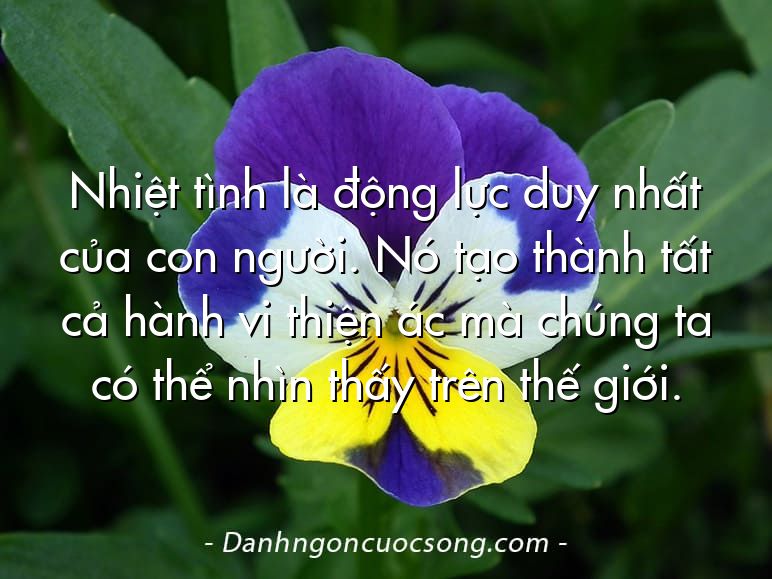 Nhiệt tình là động lực duy nhất của con người. Nó tạo thành tất cả hành vi thiện ác mà chúng ta có thể nhìn thấy trên thế giới.