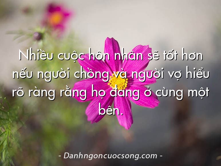 Nhiều cuộc hôn nhân sẽ tốt hơn nếu người chồng và người vợ hiểu rõ ràng rằng họ đang ở cùng một bên.