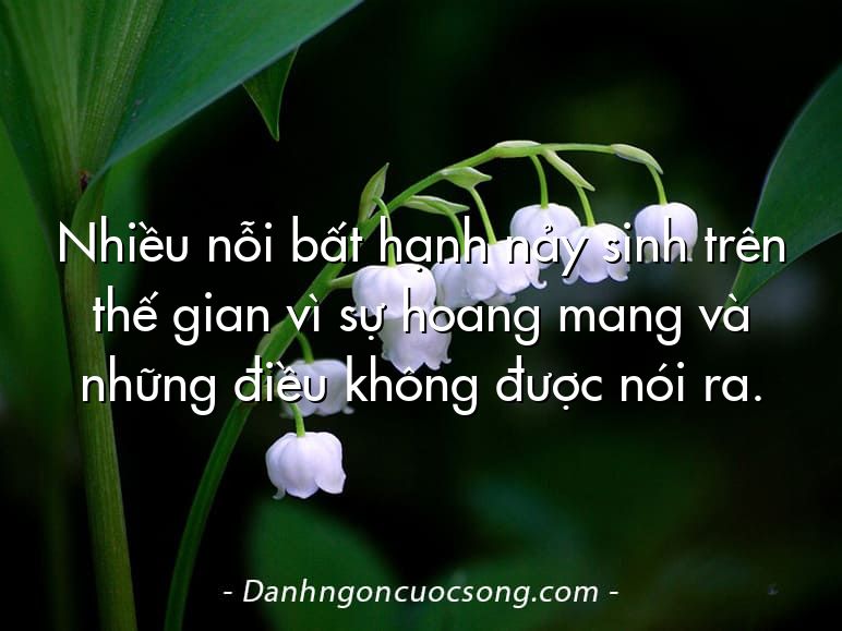 Nhiều nỗi bất hạnh nảy sinh trên thế gian vì sự hoang mang và những điều không được nói ra.