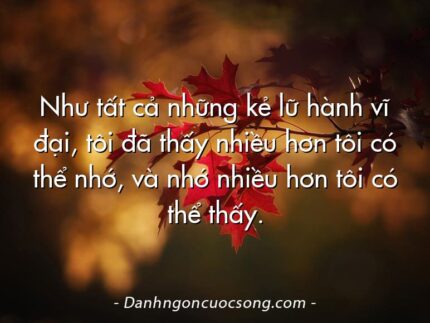 Như tất cả những kẻ lữ hành vĩ đại, tôi đã thấy nhiều hơn tôi có thể nhớ, và nhớ nhiều hơn tôi có thể thấy.