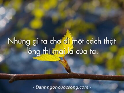 Những gì ta cho đi một cách thật lòng thì mãi là của ta.