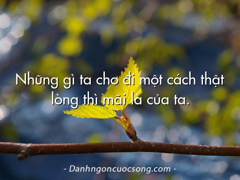 Những gì ta cho đi một cách thật lòng thì mãi là của ta.
