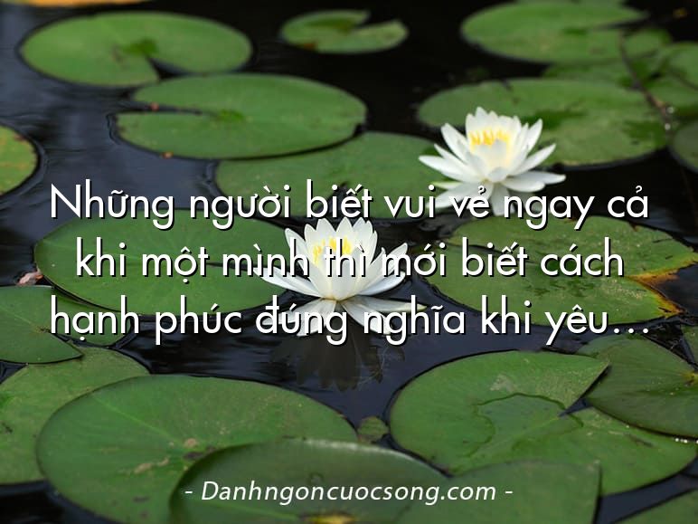 Những người biết vui vẻ ngay cả khi một mình thì mới biết cách hạnh phúc đúng nghĩa khi yêu…