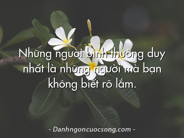 Những người bình thường duy nhất là những người mà bạn không biết rõ lắm.
