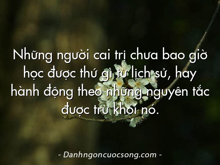 Những người cai trị chưa bao giờ học được thứ gì từ lịch sử, hay hành động theo những nguyên tắc được trừ khỏi nó.