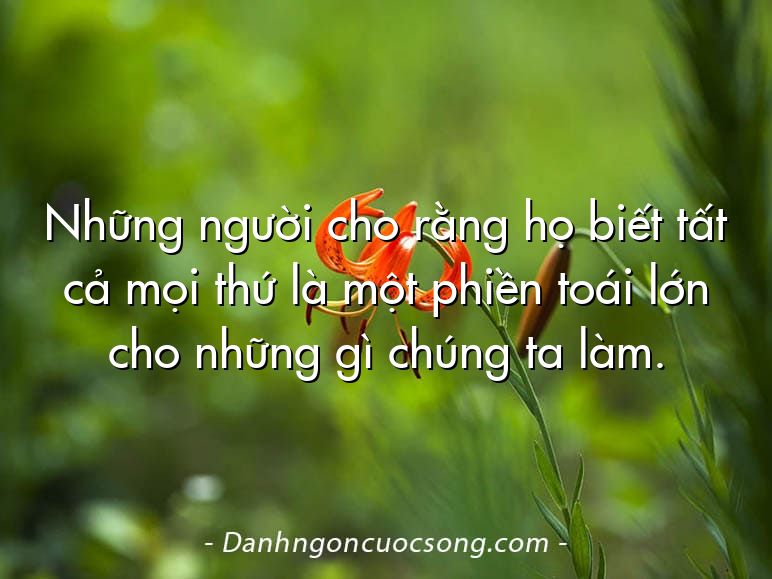 Những người cho rằng họ biết tất cả mọi thứ là một phiền toái lớn cho những gì chúng ta làm.