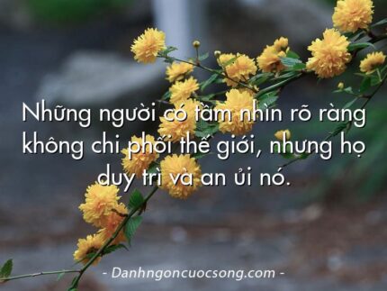 Những người có tầm nhìn rõ ràng không chi phối thế giới, nhưng họ duy trì và an ủi nó.