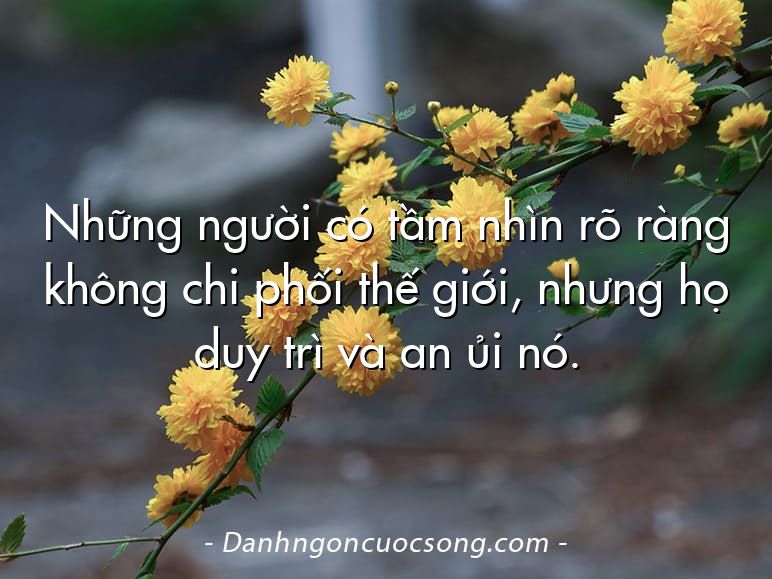 Những người có tầm nhìn rõ ràng không chi phối thế giới, nhưng họ duy trì và an ủi nó.