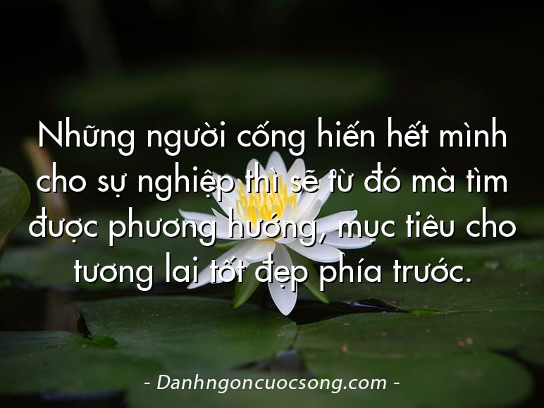 Những người cống hiến hết mình cho sự nghiệp thì sẽ từ đó mà tìm được phương hướng, mục tiêu cho tương lai tốt đẹp phía trước.
