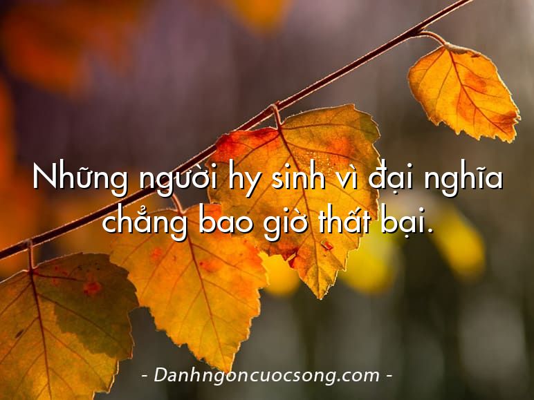 Những người hy sinh vì đại nghĩa chẳng bao giờ thất bại.