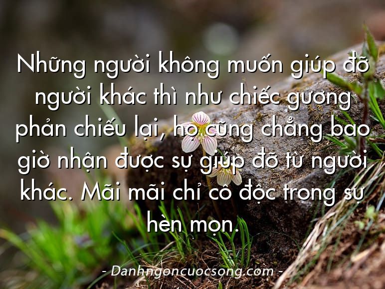 Những người không muốn giúp đỡ người khác thì như chiếc gương phản chiếu lại, họ cũng chẳng bao giờ nhận được sự giúp đỡ từ người khác. Mãi mãi chỉ cô độc trong sự hèn mọn.