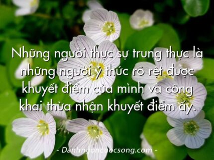Những người thực sự trung thực là những người ý thức rõ rệt được khuyết điểm của mình và công khai thừa nhận khuyết điểm ấy.