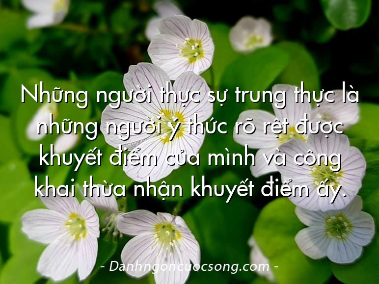Những người thực sự trung thực là những người ý thức rõ rệt được khuyết điểm của mình và công khai thừa nhận khuyết điểm ấy.