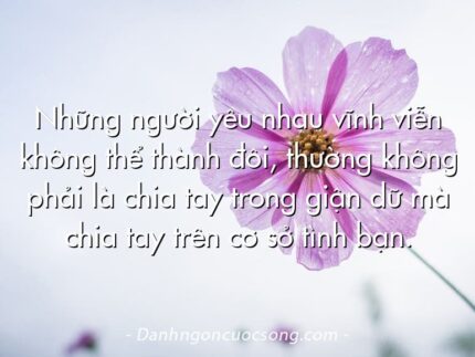 Những người yêu nhau vĩnh viễn không thể thành đôi, thường không phải là chia tay trong giận dữ mà chia tay trên cơ sở tình bạn.