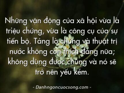 Những vận động của xã hội vừa là triệu chứng, vừa là công cụ của sự tiến bộ. Tảng lờ chúng và thuật trị nước không còn thích đáng nữa; không dùng được chúng và nó sẽ trở nên yếu kém.