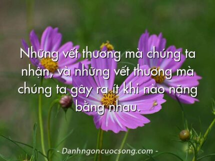Những vết thương mà chúng ta nhận, và những vết thương mà chúng ta gây ra ít khi nào nặng bằng nhau.