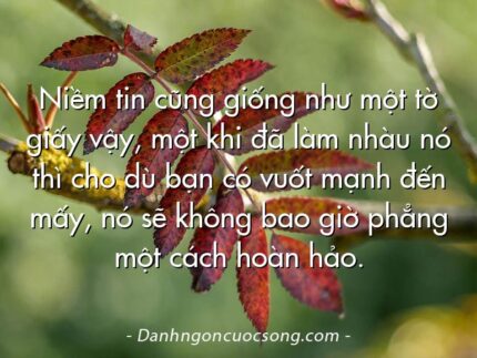 Niềm tin cũng giống như một tờ giấy vậy, một khi đã làm nhàu nó thì cho dù bạn có vuốt mạnh đến mấy, nó sẽ không bao giờ phẳng một cách hoàn hảo.