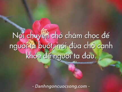 Nói chuyện chớ châm chọc để người ta buốt; nói đùa chớ cạnh khóe để người ta đau.