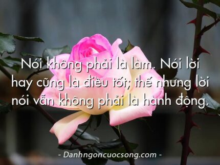 Nói không phải là làm. Nói lời hay cũng là điều tốt; thế nhưng lời nói vẫn không phải là hành động.