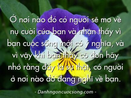 Ở nơi nào đó có người sẽ mơ về nụ cười của bạn và nhận thấy vì bạn cuộc sống mới có ý nghĩa, và vì vậy khi bạn thấy cô đơn hãy nhớ rằng đấy là sự thật, có người ở nơi nào đó đang nghĩ về bạn.