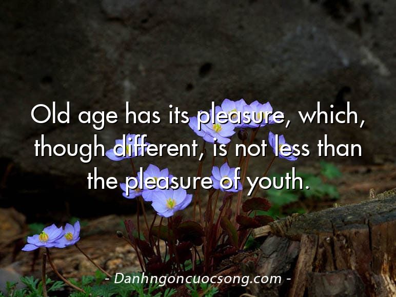 Old age has its pleasure, which, though different, is not less than the pleasure of youth.