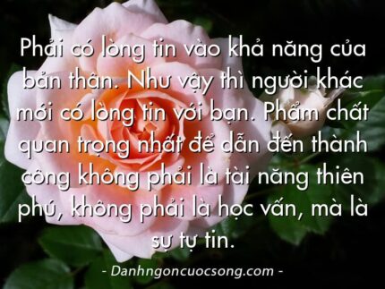 Phải có lòng tin vào khả năng của bản thân. Như vậy thì người khác mới có lòng tin với bạn. Phẩm chất quan trọng nhất để dẫn đến thành công không phải là tài năng thiên phú, không phải là học vấn, mà là sự tự tin.
