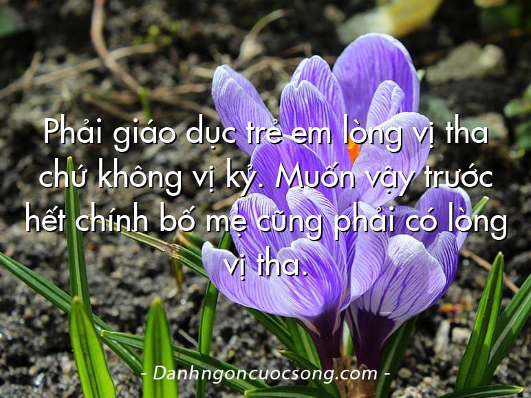 Phải giáo dục trẻ em lòng vị tha chứ không vị kỷ. Muốn vậy trước hết chính bố mẹ cũng phải có lòng vị tha.