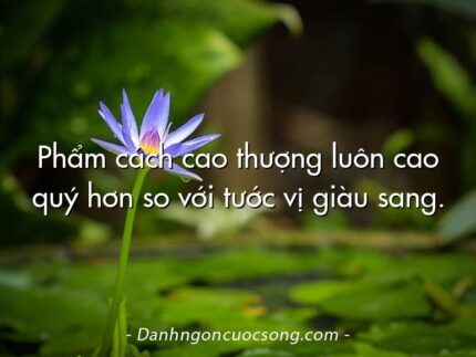 Phẩm cách cao thượng luôn cao quý hơn so với tước vị giàu sang.