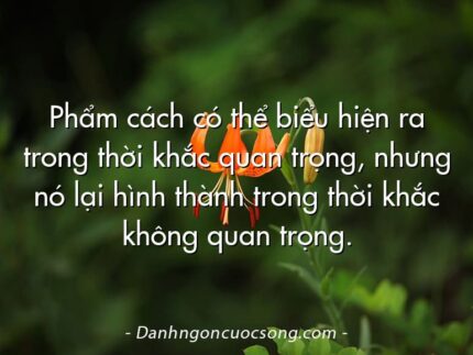 Phẩm cách có thể biểu hiện ra trong thời khắc quan trọng, nhưng nó lại hình thành trong thời khắc không quan trọng.