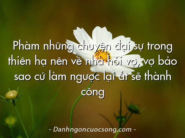 Phàm những chuyện đại sự trong thiên hạ nên về nhà hỏi vợ, vợ bảo sao cứ làm ngược lại ắt sẽ thành công