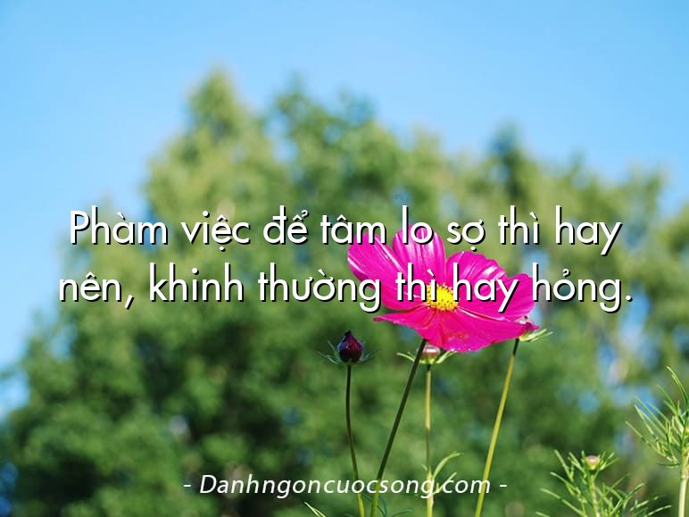 Phàm việc để tâm lo sợ thì hay nên, khinh thường thì hay hỏng.