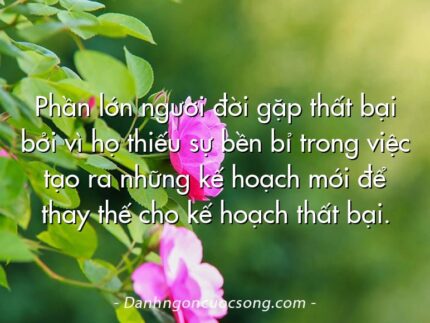 Phần lớn người đời gặp thất bại bởi vì họ thiếu sự bền bỉ trong việc tạo ra những kế hoạch mới để thay thế cho kế hoạch thất bại.