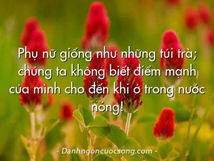 Phụ nữ giống như những túi trà; chúng ta không biết điểm mạnh của mình cho đến khi ở trong nước nóng!