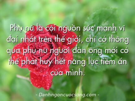 Phụ nữ là cội nguồn sức mạnh vĩ đại nhất trên thế giới, chỉ có thông qua phụ nữ người đàn ông mới có thể phát huy hết năng lực tiềm ẩn của mình.